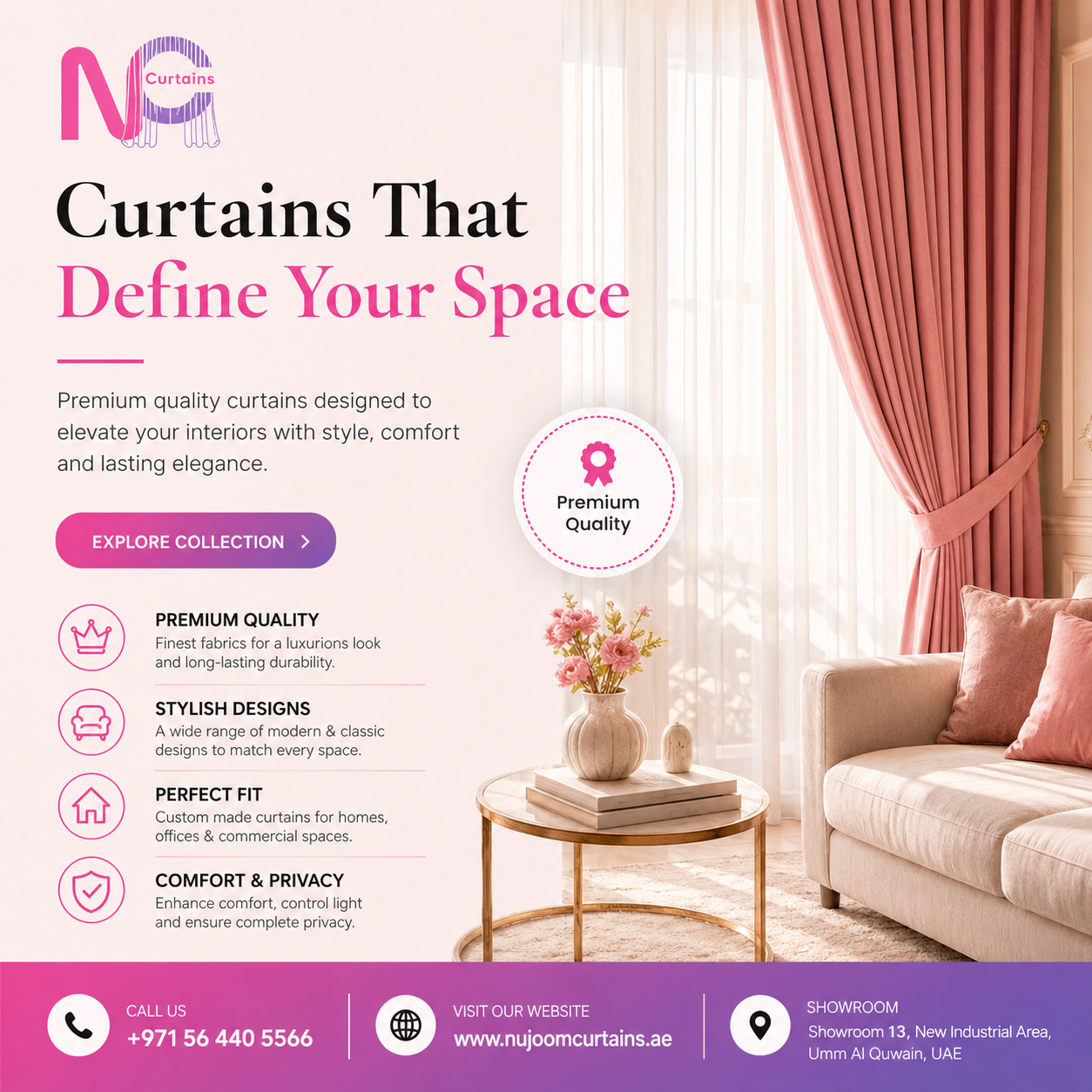 Nujoom Curtains website preview